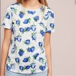 Anthropologie | Maeve t-shirt Blue Strawberries